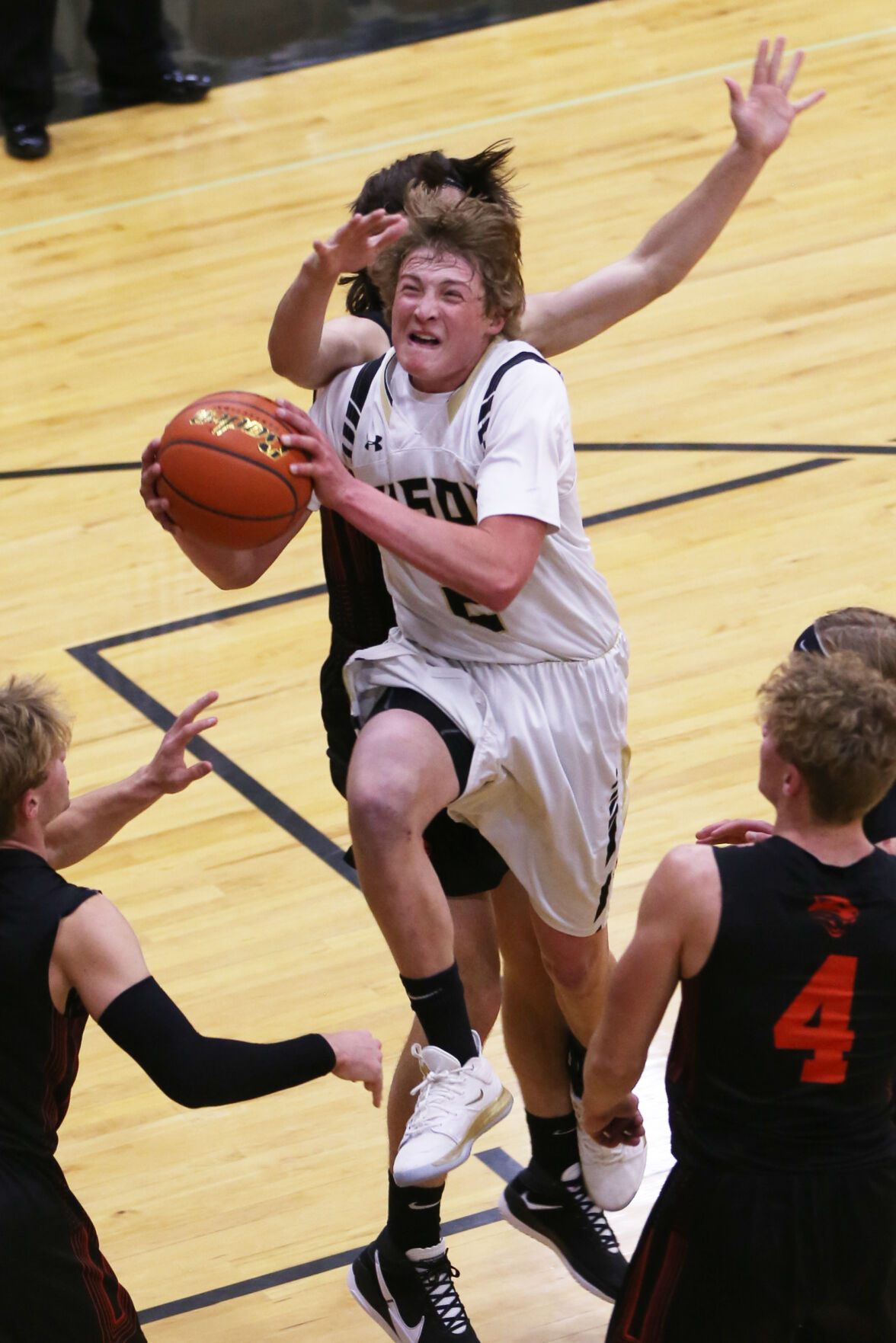Coy Johnson jumps for a layup during the third quarter